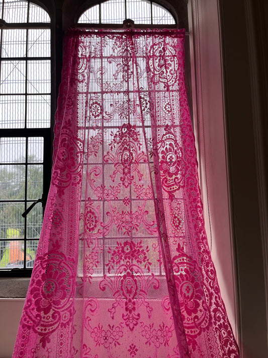 Florence Victorian Delicate Design Lace Panel in Fuchsia